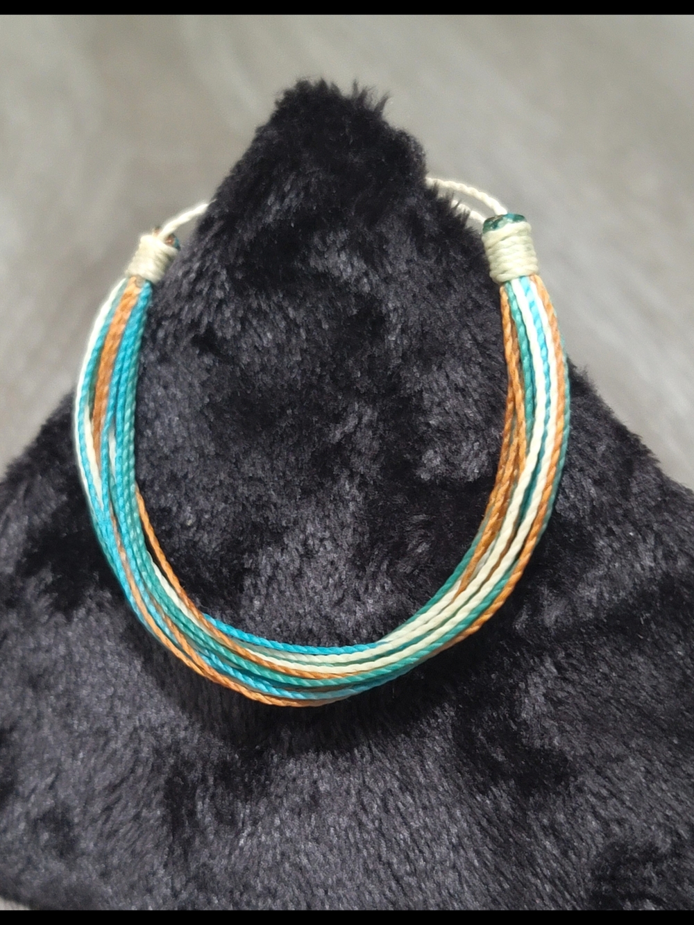 Handcrafted Multistrand Turquoise, Teal & Tan Bracelet